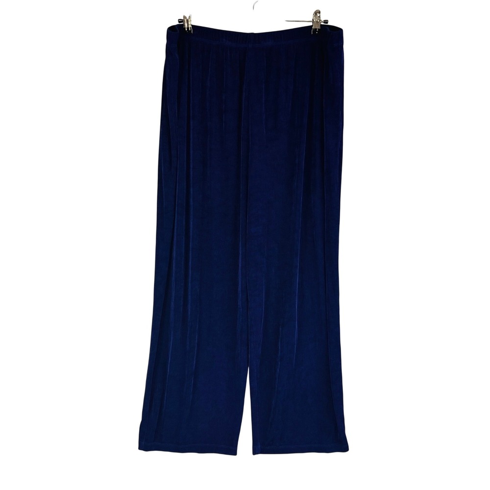 Vikki Vi Womans 3X‎ Petite Wide Leg Pants Pull On Stretch Purple Slinky Travel